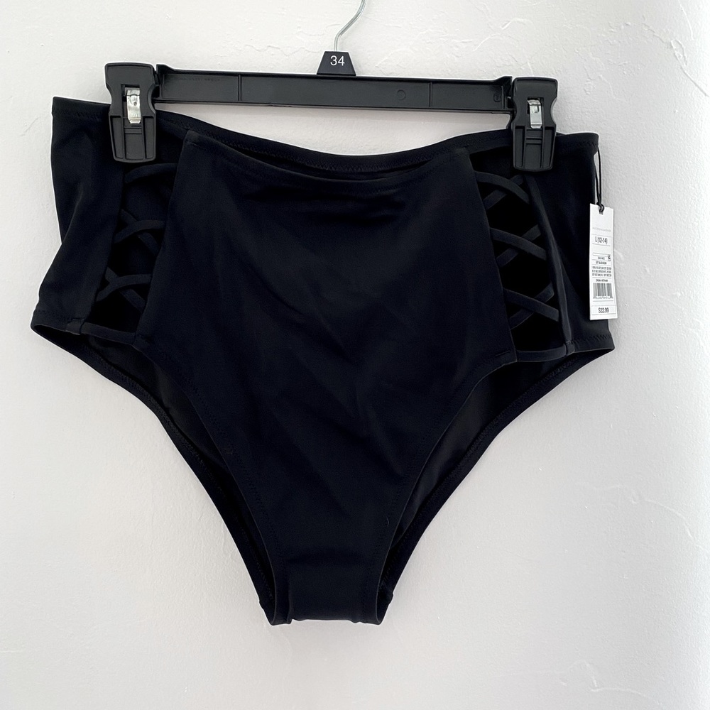 Shade & Shore high waisted black bikini bottoms NWT